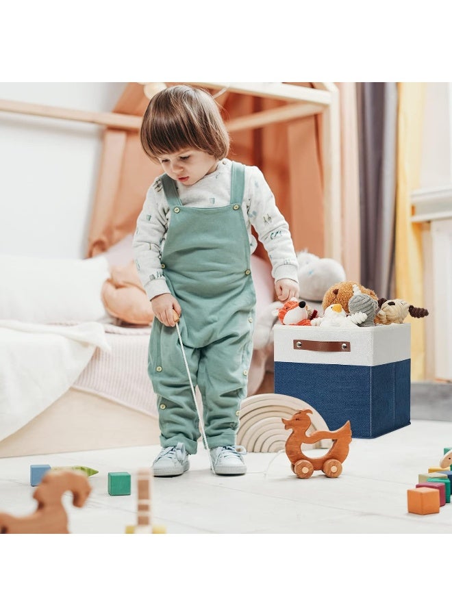 DULLEMELO Fabric Storage Bins Cube Organizer Baskets With Leather Handles - Image 2