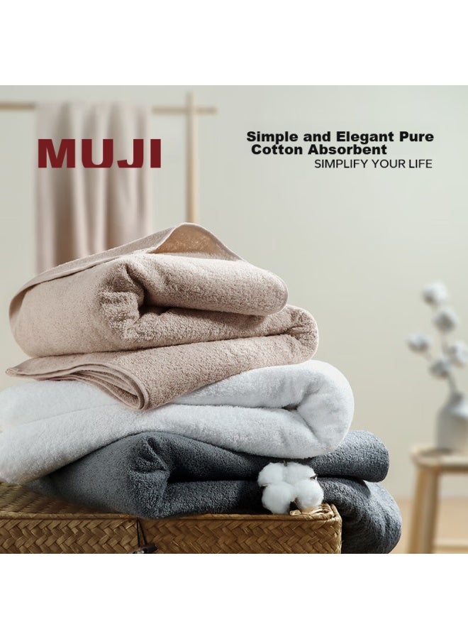 MUJI منشفة استحمام موجي، قطن شينجيانغ، صديقة للبشرة، 100% قطن نقي، ماصة، منخفضة التساقط، سريعة الجفاف، منشفة استحمام كبيرة من الفئة A للنساء، وردي مدخن - Image 4