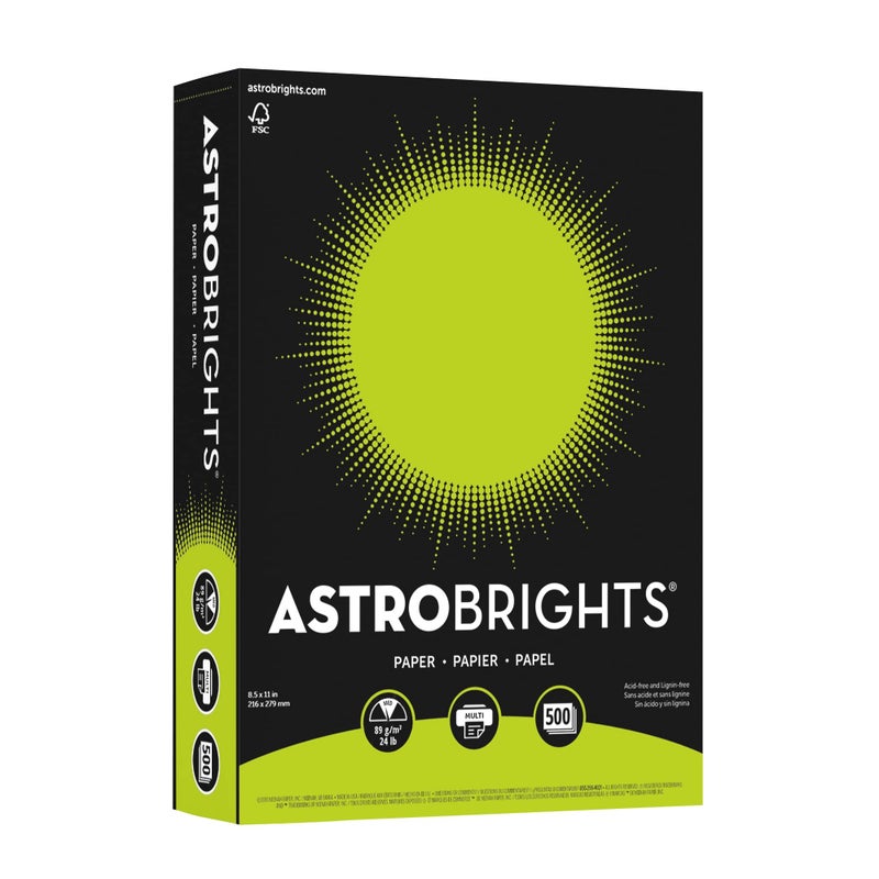 Neenah Astrobrights Bright Color Paper, 8 1/2in. x 11in., 24 Lb, FSC Certified, Terra Green, Ream Of 500 Sheets, 21588 - Image 1