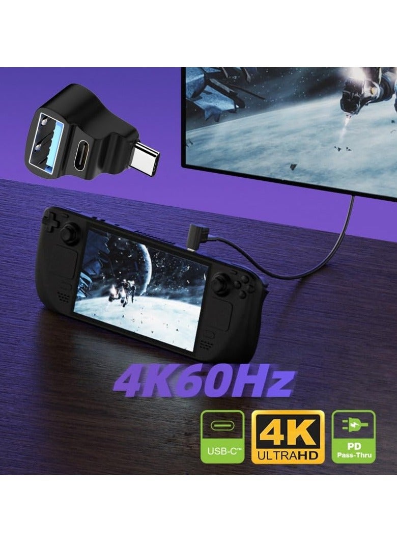 SYOSI USB-C USB3.0 Male to Dual Type-A OTG and Type-C Female Data Power Splitter Adapter Angled 10Gbps Compatible with Steam Deck Laptop - Image 4