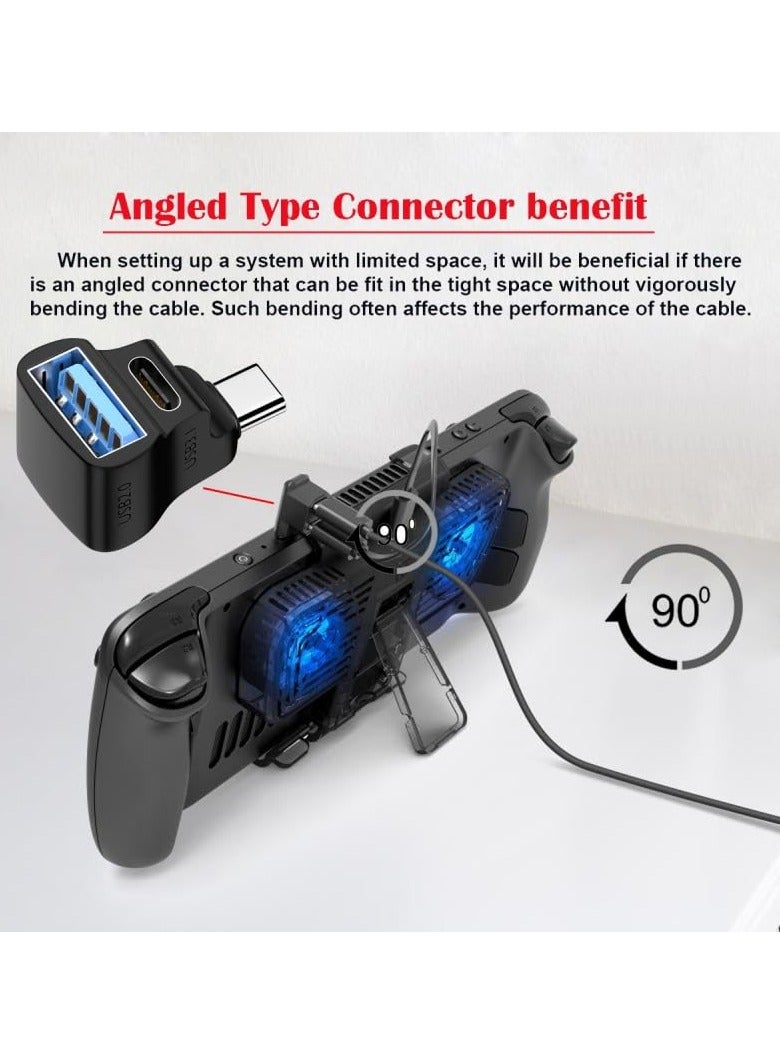 SYOSI USB-C USB3.0 Male to Dual Type-A OTG and Type-C Female Data Power Splitter Adapter Angled 10Gbps Compatible with Steam Deck Laptop - Image 5