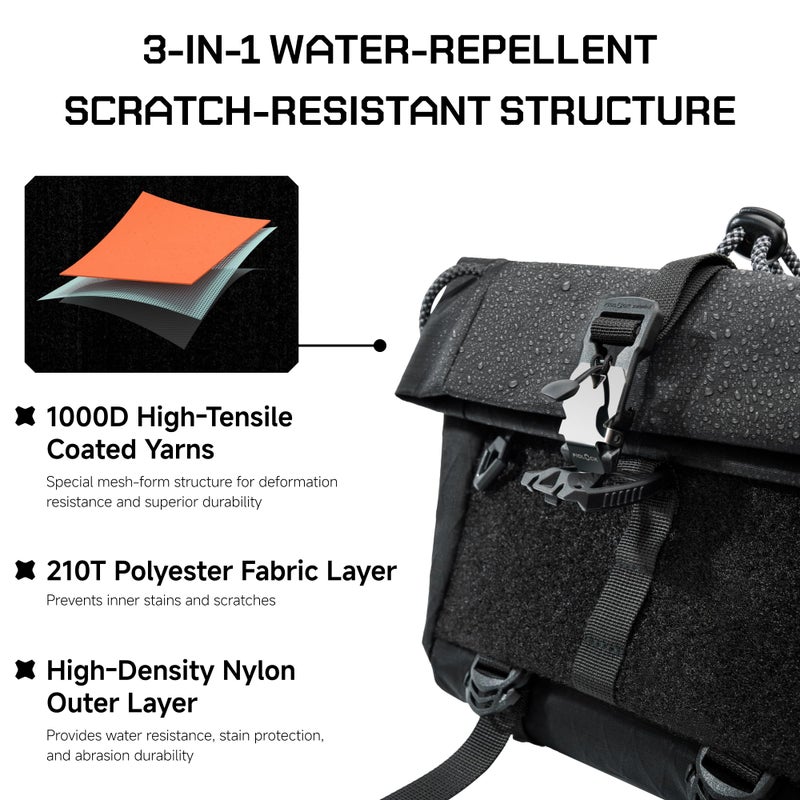 VSGO 3L Camera Sling Bag for Men, Techwear Photography Crossbody Pack with Waterproof Fabric, Modular Attachment Points, Hidden Pocket, Patch Area, Adjustable Drawstring for Streetwear Travel (Black) - Image 5