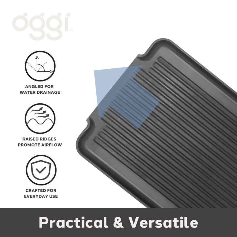 Oggi Dish Drain Board & Drying Rack Tray for Kitchen - Ideal Rigid Drainboard, Plate & Glass Drainer Tray, Dish Drain Boards for Kitchen Counter, 12.75 x 17.25 - Black - Image 5