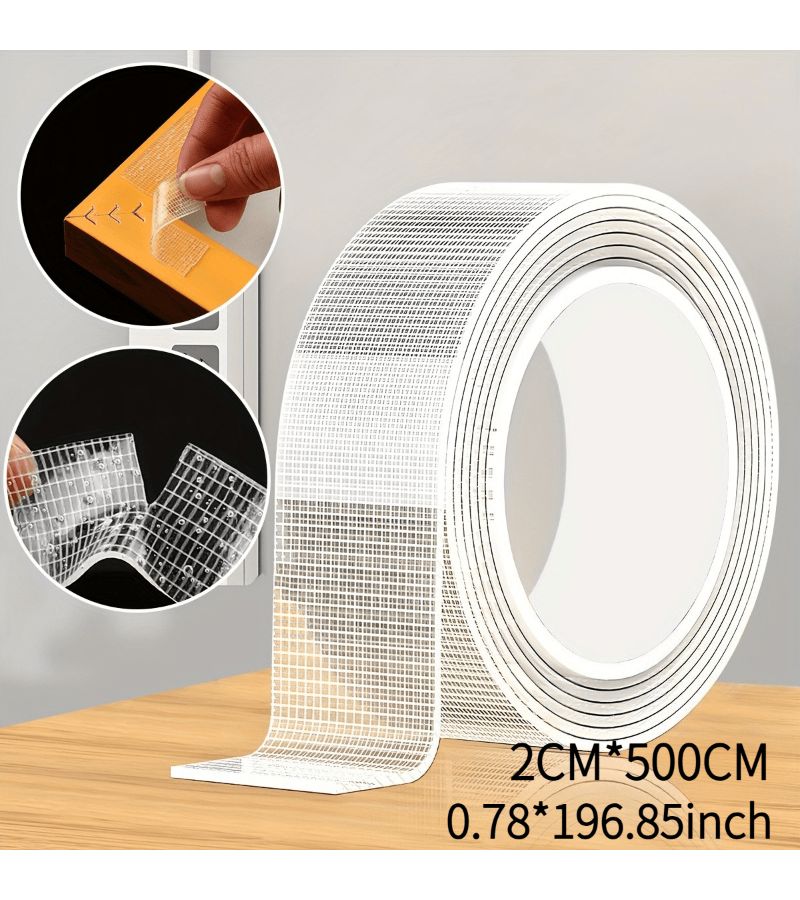 3 Rolls Transparent 196.85inch Nano Double Sided Tape High Strength Removable for Home Office - Image 4