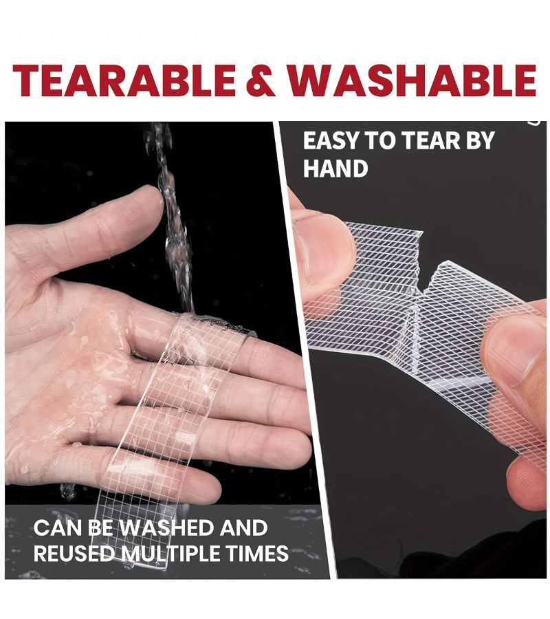 3 Rolls Transparent 196.85inch Nano Double Sided Tape High Strength Removable for Home Office - Image 5