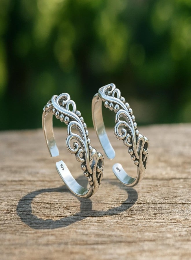 DARSHRAJ Sterling Silver Toe Rings For women| 925 Hallmarked Jewelry | Lightweight | Foot accesories | Handmade | Statment Gift For Mother | Sister | Friend | - Image 2