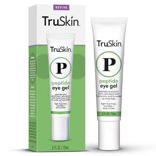 TruSkin Peptide Eye Gel  Improve Look of Dark Circles  Lines for BrighterLooking Eye Area  Under Eye Care with Peptides Plant Stem Cells Hyaluronic Acid  Wake Up Tired Eyes 05 fl oz