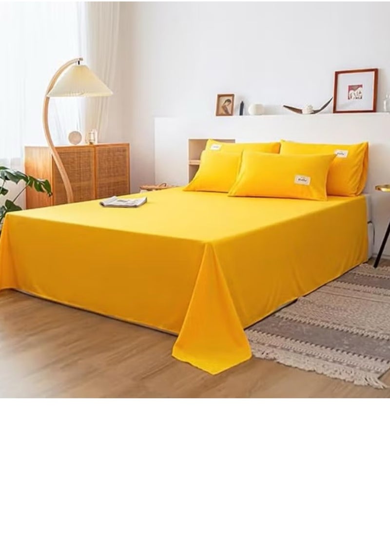 QBED Plain Cotton Sheet Set of 3 Yellow  - Image 1