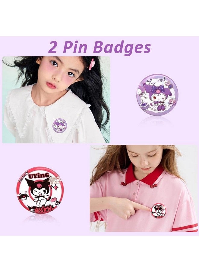 HASTHIP HASTHIP® 23Pcs Kawaii Kuromi School Supplies Set, Kawaii Stationeries Set with Notebook Pencil Pouch, Click Pens, Card Holder, Book Markers, 50Pcs Kuromi Stickers, Note Stickers, Girls School Gift Set  - Image 5