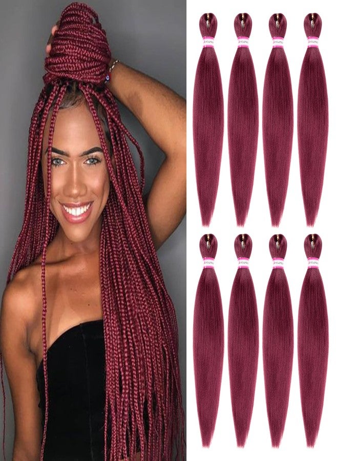 Dorsanee Burgundy Braiding Hair Pre Stretched 20 Inch 8 Packs Braiding Hair Extensions for Crochet Box Braids Twists Locs Hair Itch Free Soft Yaki Texture Hot Water Setting (20inch,#Burgundy) - Image 1