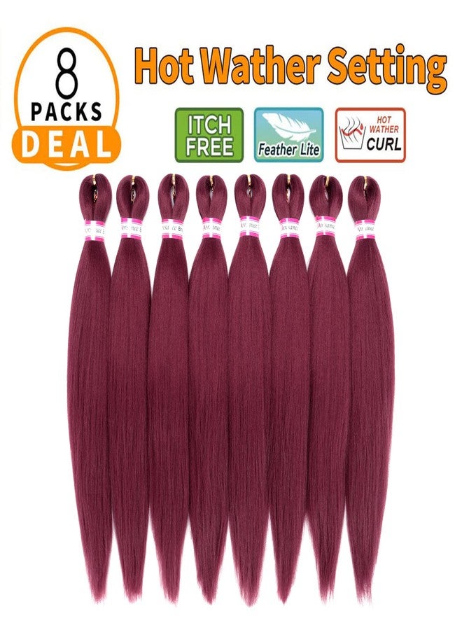 Dorsanee Burgundy Braiding Hair Pre Stretched 20 Inch 8 Packs Braiding Hair Extensions for Crochet Box Braids Twists Locs Hair Itch Free Soft Yaki Texture Hot Water Setting (20inch,#Burgundy) - Image 2