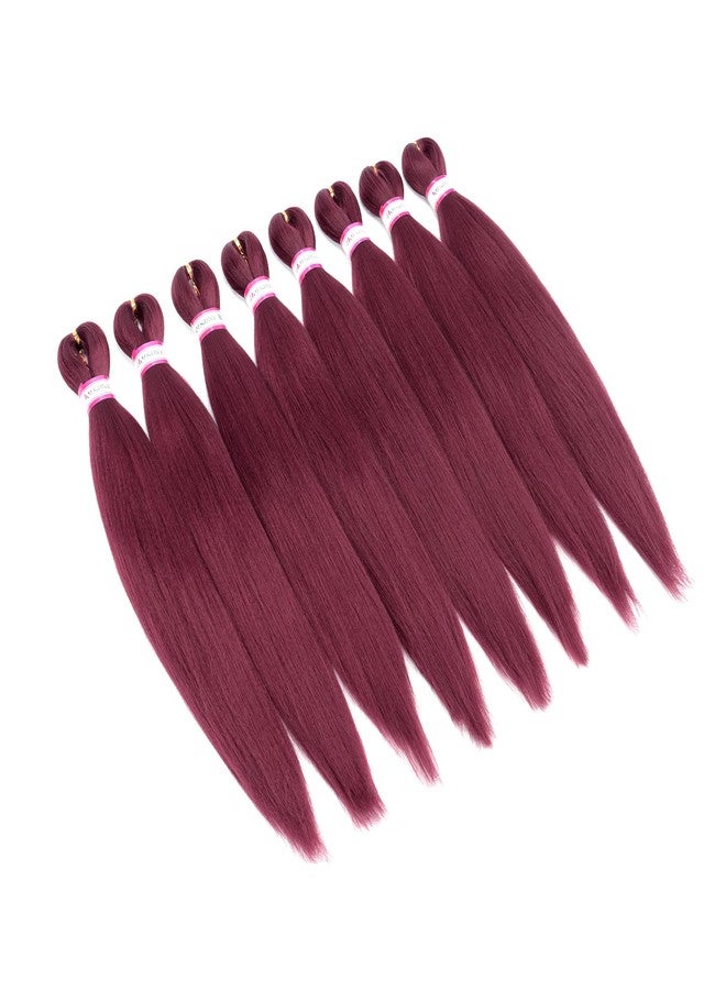 Dorsanee Burgundy Braiding Hair Pre Stretched 20 Inch 8 Packs Braiding Hair Extensions for Crochet Box Braids Twists Locs Hair Itch Free Soft Yaki Texture Hot Water Setting (20inch,#Burgundy) - Image 5