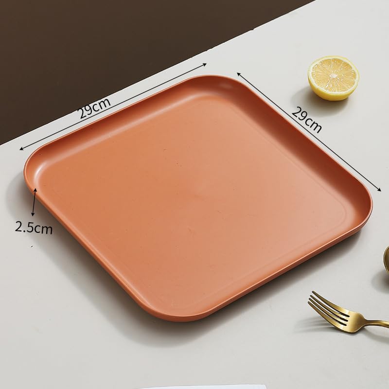 RoarCraft Wheat Straw Plates - 11 Inch Reusable Hard Dinner Plates Set of 2 - Unbreakable Microwave Safe Plates for Dessert, Camping, RV, Outdoors,Lunch,Kitchen Dishes(Orange, 29 CM, Set of 2) - Image 2