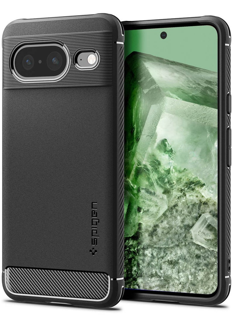 Spigen Rugged Armor for Google Pixel 8 Case Cover with Carbon Fiber Textures - Matte Black 