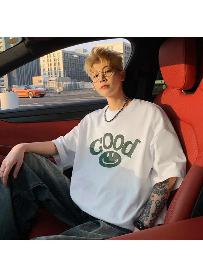Swamp Area Short-sleeve T-shirt Couple Outfit For Men And Women, Summer Casual Simple Loose Versatile Half-sleeve Top Sw012 Shell White XL - Image 4