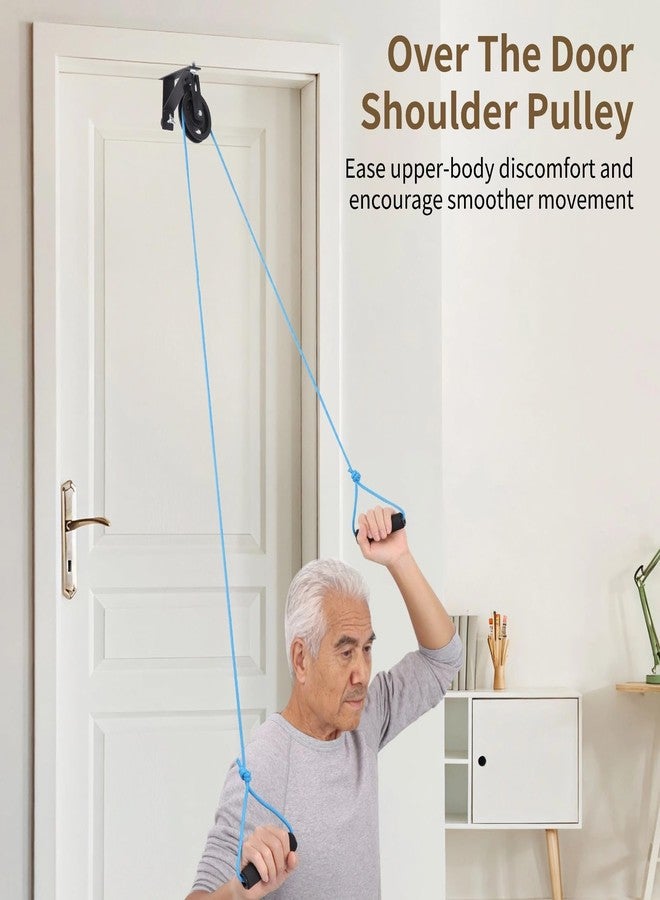 NIMBLOOM Shoulder Pulley for Physical Therapy, Over The Door Pulley Rehab Exercise, Metal Bracket, Adjustable Rope, 360° Rotation, Upper Limb Training Exercise Pulley for Injury Rehab Recovery Stretching - Image 2