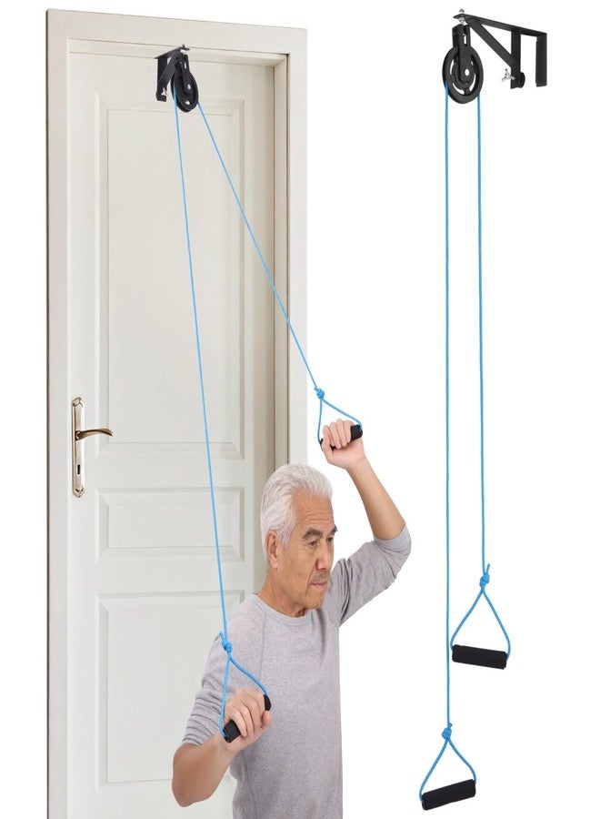 NIMBLOOM Shoulder Pulley for Physical Therapy, Over The Door Pulley Rehab Exercise, Metal Bracket, Adjustable Rope, 360° Rotation, Upper Limb Training Exercise Pulley for Injury Rehab Recovery Stretching - Image 1