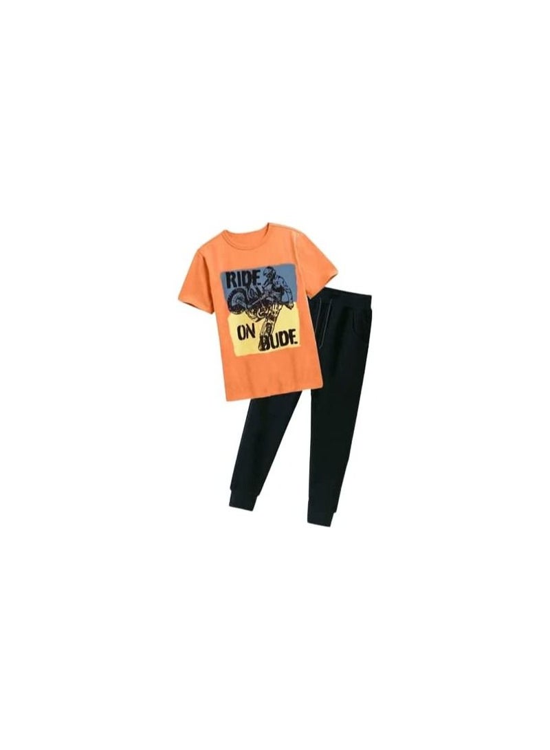 Boys' outing set consisting of two pieces, T-shirt + pants 