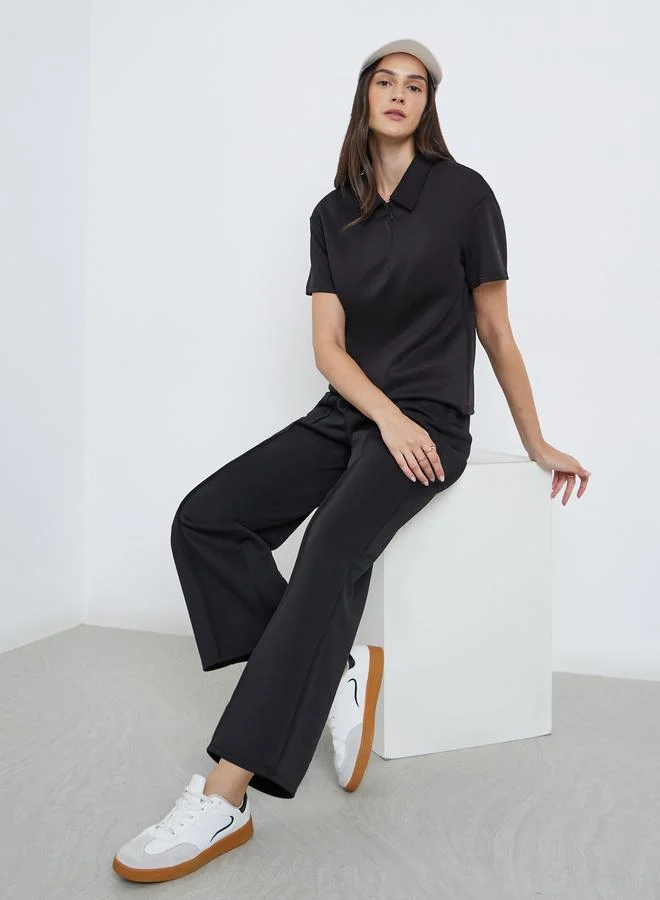 ستايلي Styli Wide Leg Scuba Jogger with Drawstring