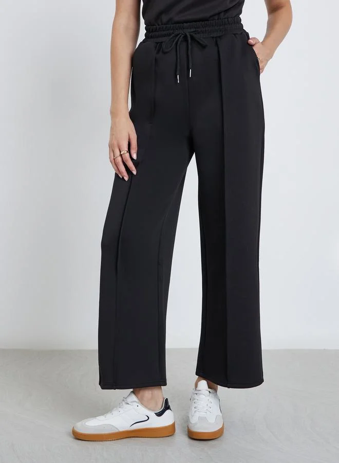ستايلي Styli Wide Leg Scuba Jogger with Drawstring