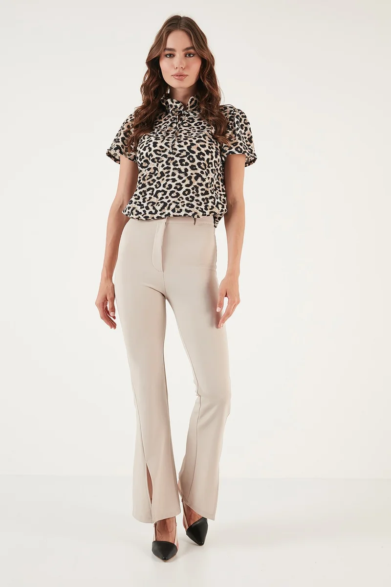 Lela Patterned Tie Detailed Blouse Women's Blouse 611SW21112