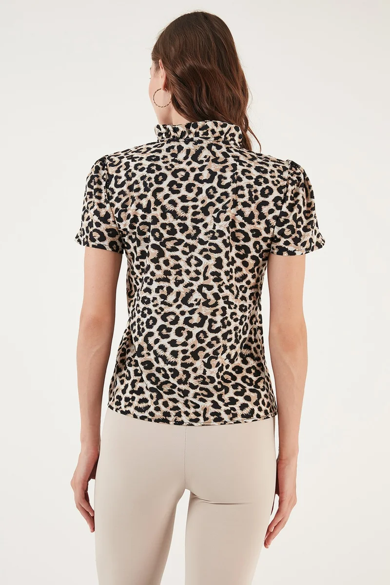 Lela Patterned Tie Detailed Blouse Women's Blouse 611SW21112