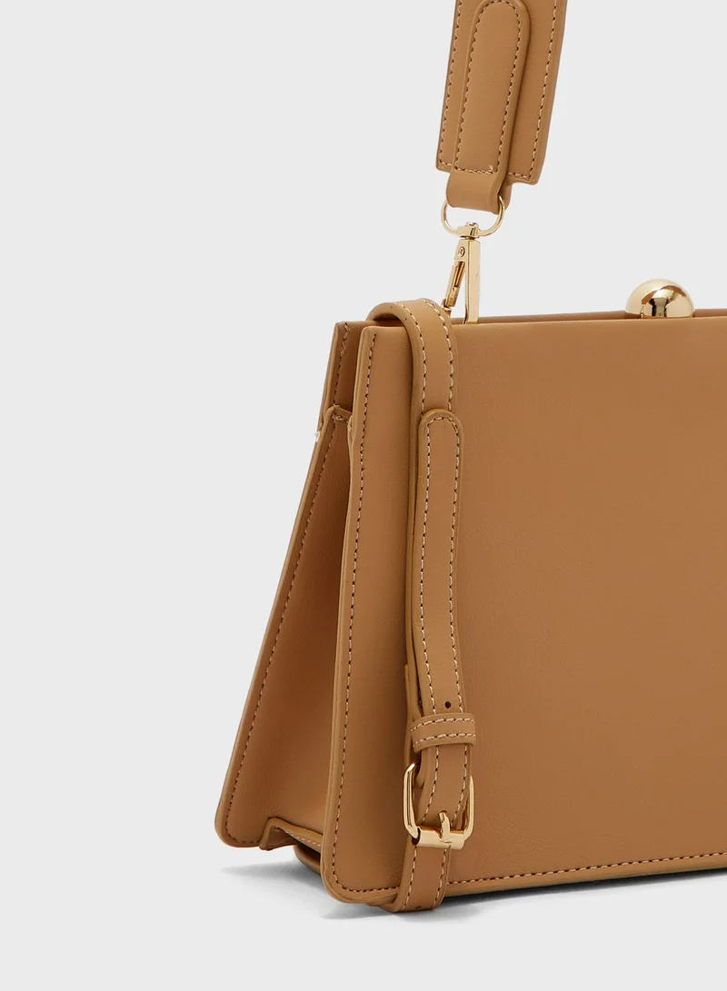 ELLA Clasp Top Wide Strap Handbag