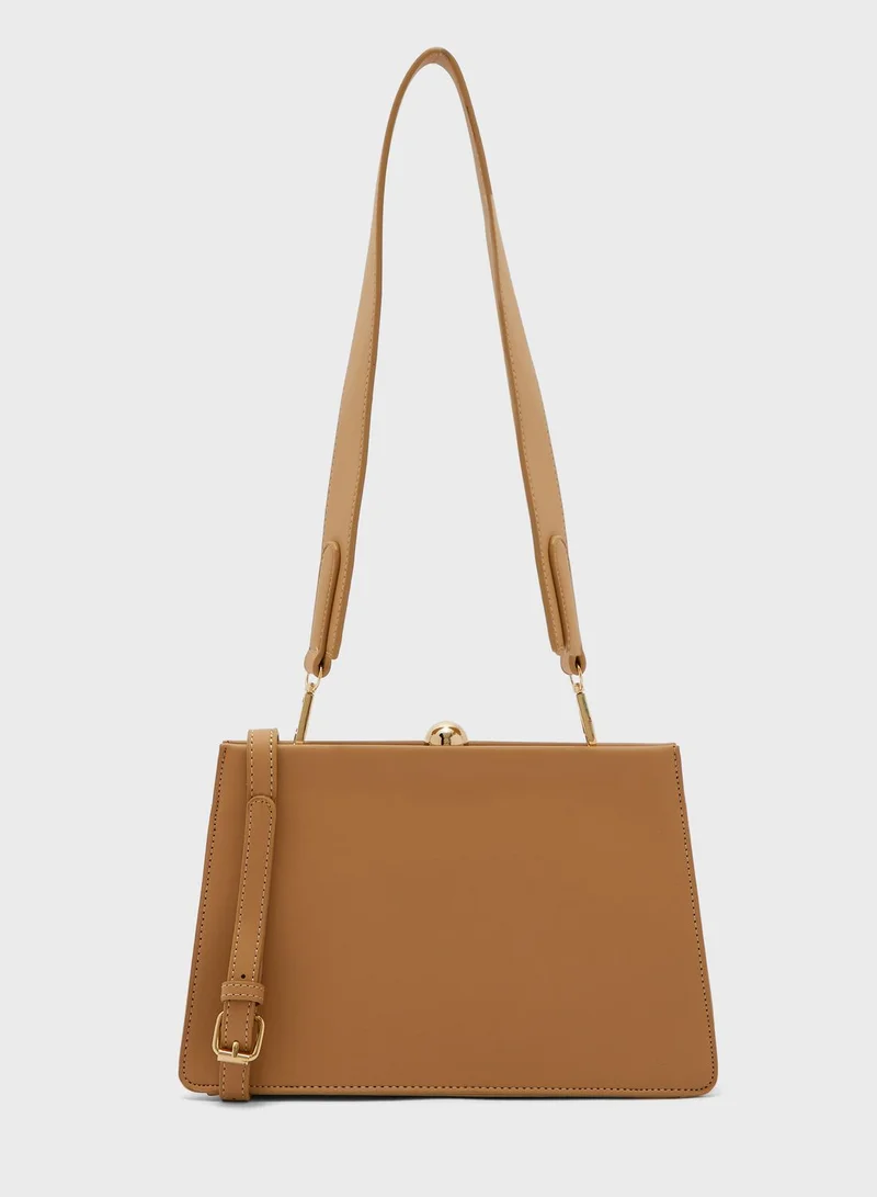 ELLA Clasp Top Wide Strap Handbag