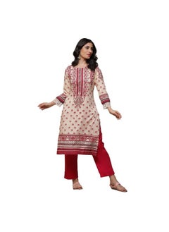 Biba BIBA Printed Rayon Round Neck Women's Kurta (Pink,Size_32)  - Image 1