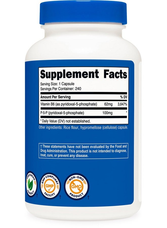 Nutricost مكمل فيتامين ب6 من نوتريكوست P5P 100 ملغ، 240 كبسولة (بيريدوكسال-5-فوسفات) - مناسب للنباتيين، خالي من الكائنات المعدلة وراثيًا، خالي من الغلوتين - Image 5