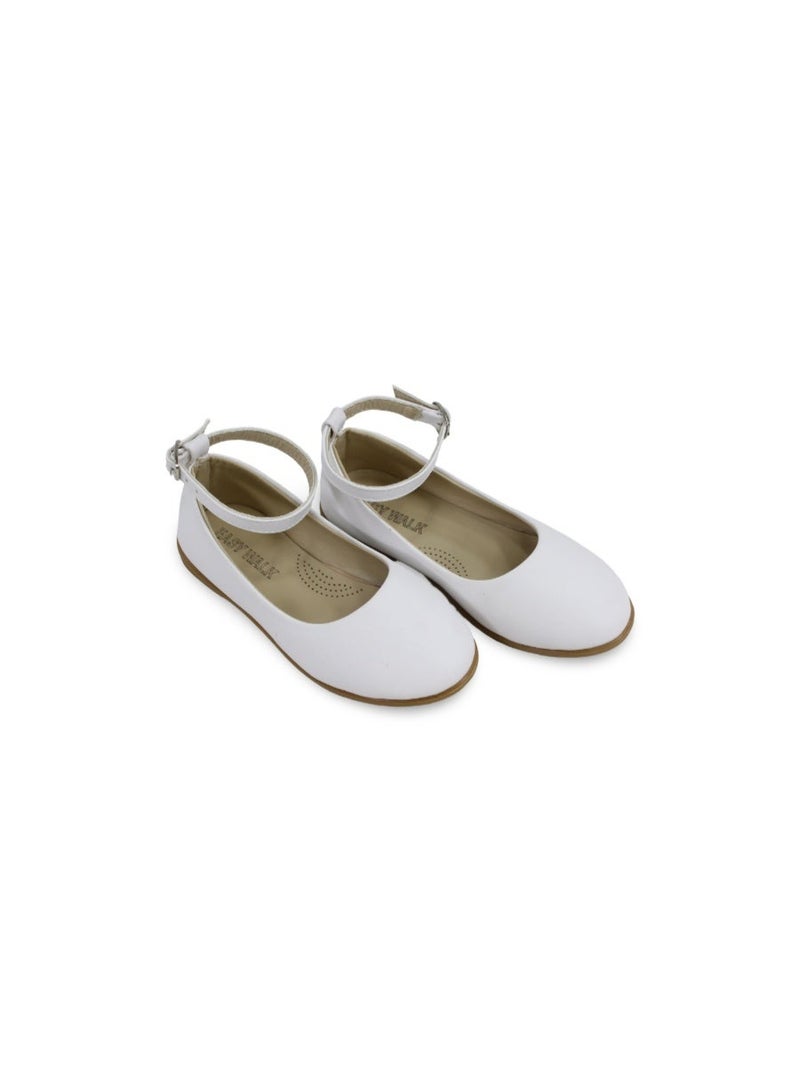EASY Baby Girls Leather Ballerina – White - Image 1