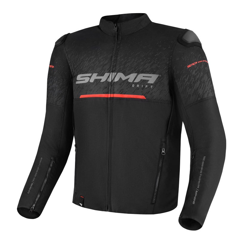 SHIMA DRIFT Motorbike Jacket for Men Lightweight Breathable Summer Mesh Mens City Biker Jacket with CE Back Shoulder Elbow Armor Pads Width Adjustment Black 4XL