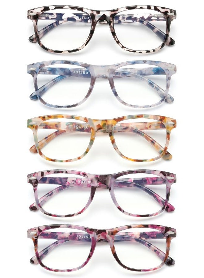 JOLISU 5 Pack Reading Glasses For Women - Stylish Blue Light Blocking Readers -Womens Men Spring Hinge Eyeglasses (0.50) - Image 1