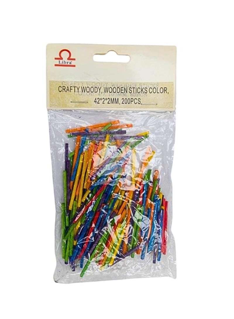 Libra CRAFTY WOODY WOODEN STICKS COLOR 42X2X2MM 200PCS - Image 1