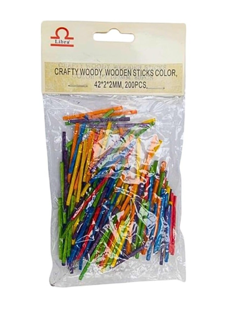 Libra CRAFTY WOODY WOODEN STICKS COLOR 42X2X2MM 200PCS - Image 2