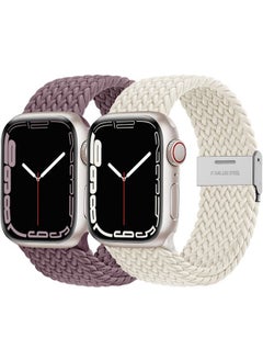 Lerobo 2 Pack Elastic Nylon Compatible with Apple Watch Band 44mm 45mm 42mm Series 3/ 49mm Women Men,Stretchy Braided Solo Loop Strap Accessories for iWatch Ultra Series 10 46mm/9/8/7/6/5/4/3/SE/2/1  - Image 1