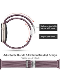 Lerobo 2 Pack Elastic Nylon Compatible with Apple Watch Band 44mm 45mm 42mm Series 3/ 49mm Women Men,Stretchy Braided Solo Loop Strap Accessories for iWatch Ultra Series 10 46mm/9/8/7/6/5/4/3/SE/2/1  - Image 4