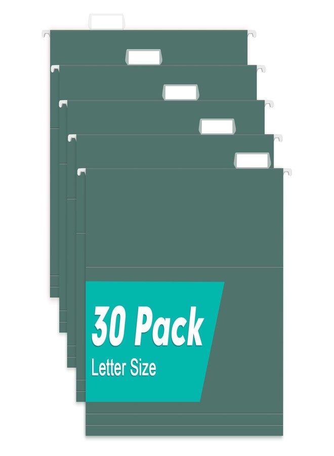 HERKKA Extra Capacity Hanging File Folders, 30 Pack Reinforced Letter Size Hanging Folders with Heavy Duty 0 Inch Expansion, Designed for Bulky Files, Green - Image 1