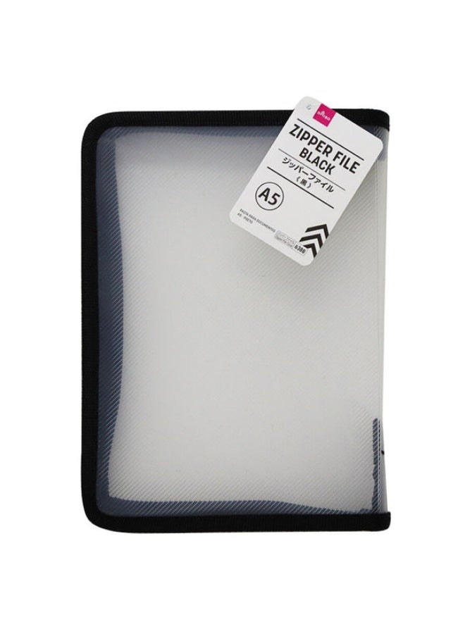 Daiso A5 Zipper File, Document Organizer Folder for Office & School, Black - Image 1