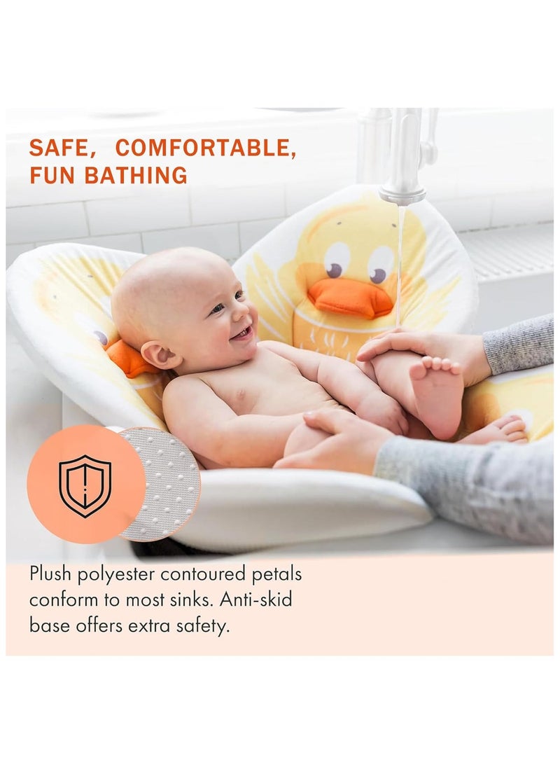 Baby Bath Mat, Foldable Petal-Shaped Tub Pad Quick-Drying Non-Slip Safety Sink Mat Infant Bath Mat for Baby Tub Seat Support (Baby Bath Flower - Little Duck) - Image 1
