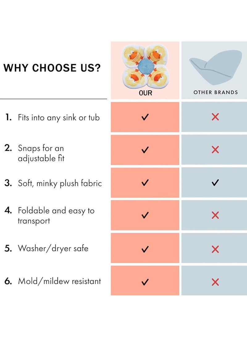 Baby Bath Mat, Foldable Petal-Shaped Tub Pad Quick-Drying Non-Slip Safety Sink Mat Infant Bath Mat for Baby Tub Seat Support (Baby Bath Flower - Little Duck) - Image 3