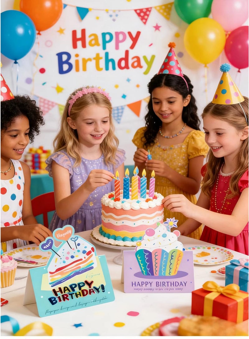 MOOCO 40PCS Birthday Cards,3D Cake Birthday Postcard,Birthday Party Greeting Card,Children's Birthday Party Decoration Cards, Greeting Birthday Cards Set for Family, Kids, Friends, Her /Him /Women/ Men,Cute - Image 5