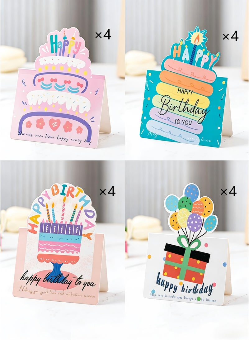 MOOCO 40PCS Birthday Cards,3D Cake Birthday Postcard,Birthday Party Greeting Card,Children's Birthday Party Decoration Cards, Greeting Birthday Cards Set for Family, Kids, Friends, Her /Him /Women/ Men,Cute - Image 3