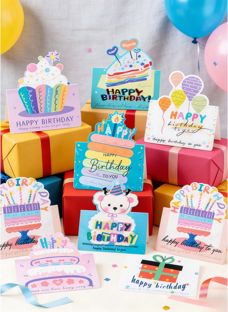 MOOCO 40PCS Birthday Cards,3D Cake Birthday Postcard,Birthday Party Greeting Card,Children's Birthday Party Decoration Cards, Greeting Birthday Cards Set for Family, Kids, Friends, Her /Him /Women/ Men,Cute - Image 4