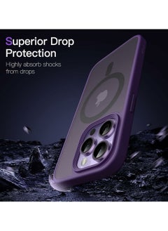 Denx Magnetic Case for iPhone 14 Promax, Compatible iphone 14 Promax with MagSafe, Translucent Matte Back Slim Shockproof Phone Cover (Deep purple)  - Image 3