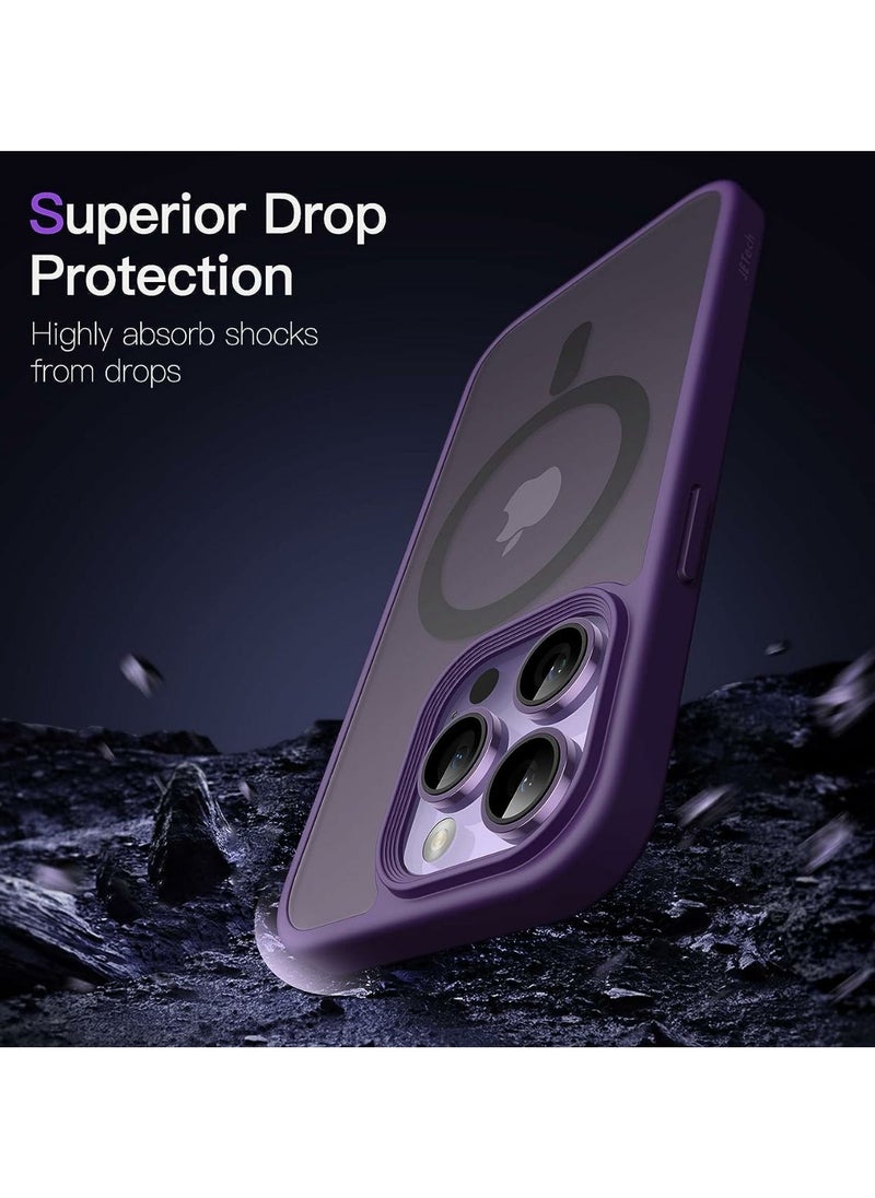 Denx - Magnetic Case for iPhone 14 Promax, Compatible iphone 14 Promax with MagSafe, Translucent Matte Back Slim Shockproof Phone Cover (Deep purple) - Image 1