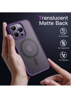 Denx Magnetic Case for iPhone 14 Promax, Compatible iphone 14 Promax with MagSafe, Translucent Matte Back Slim Shockproof Phone Cover (Deep purple)  - Image 5
