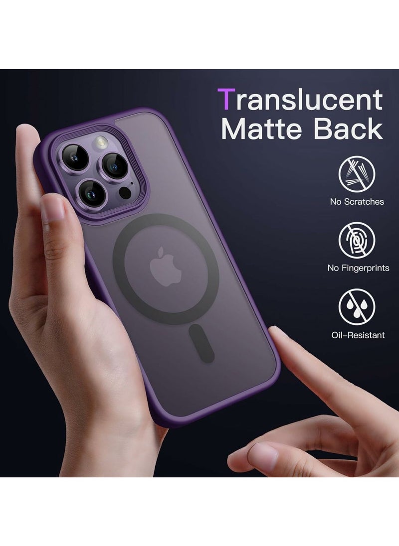 Denx - Magnetic Case for iPhone 14 Promax, Compatible iphone 14 Promax with MagSafe, Translucent Matte Back Slim Shockproof Phone Cover (Deep purple) - Image 1