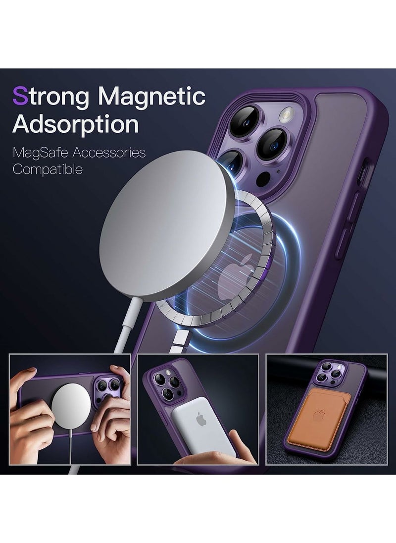 Denx - Magnetic Case for iPhone 14 Promax, Compatible iphone 14 Promax with MagSafe, Translucent Matte Back Slim Shockproof Phone Cover (Deep purple) - Image 1