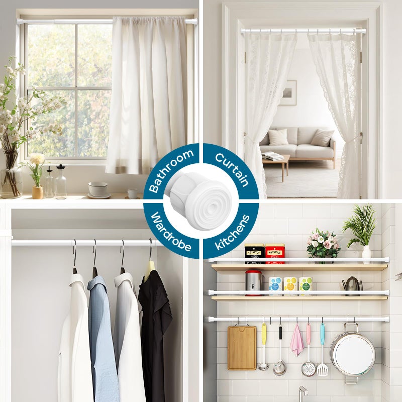 AIZESI Spring Tension Curtain Rods Short Tension Rod (White,28" to 48"-1Pcs) - Image 3